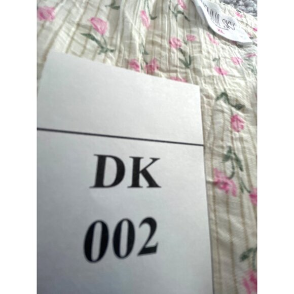 Sienna Sky Womens Top Crop Cream/Pink/Green Floral Short Sleeves V-Neck Collared - Picture 6 of 6